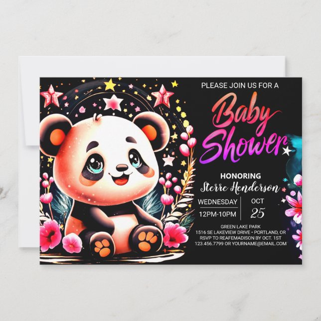 Invitación Bamboo encantado Panda Bliss Chica Baby Shower (Anverso)