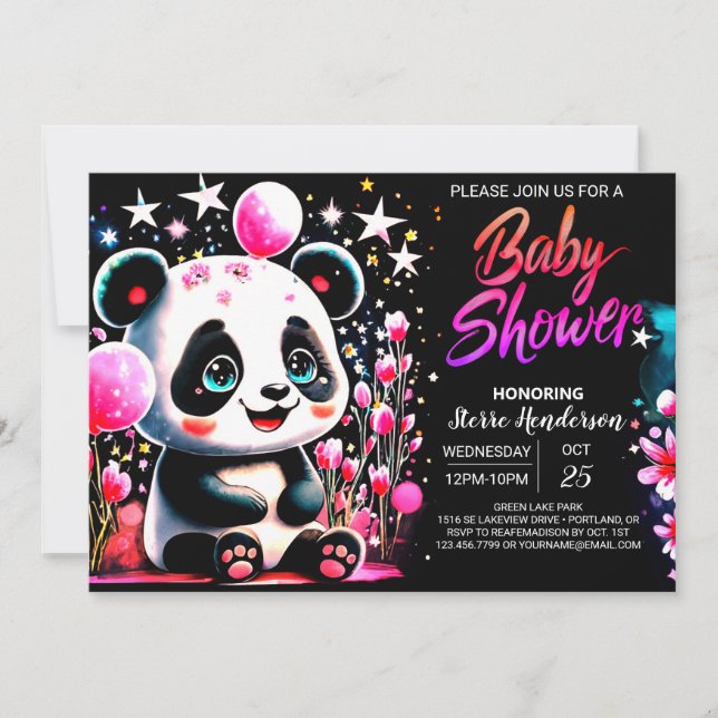 Invitación Bamboo encantado Panda Bliss Chica Baby Shower (Anverso)
