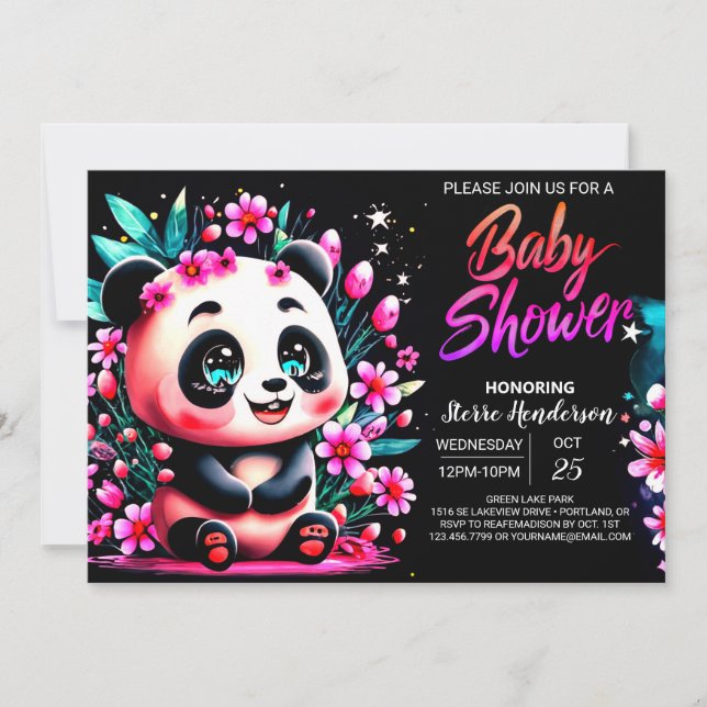Invitación Bamboo encantado Panda Bliss Chica Baby Shower (Anverso)