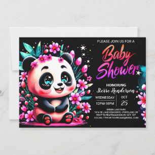 Invitación Bamboo encantado Panda Bliss Chica Baby Shower