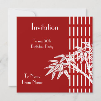 Invitación Bambú Rojo Blanco Asiático