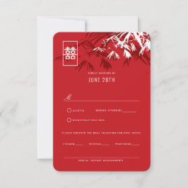 Invitación Bambú rojo y borgoña deja boda china RSVP