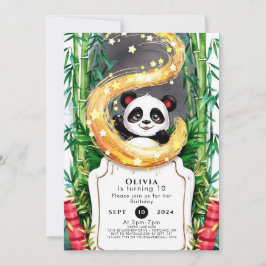 Invitación Bambú simple niños Panda cumpleaños