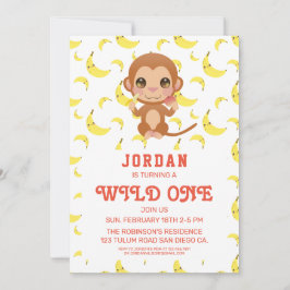 Invitación Banana Baby Monkey Cumpleaños