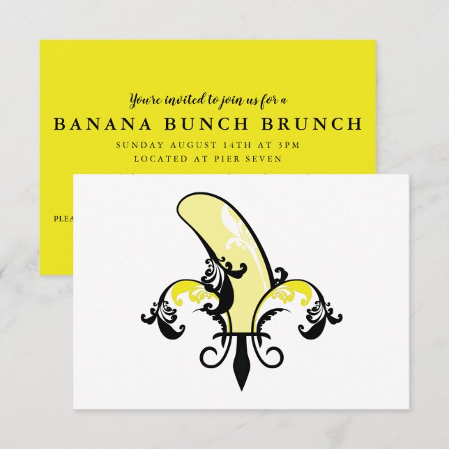Invitación banana fleur de lis (Anverso / Reverso)