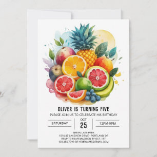 Invitación Banana moderna Fiesta Fruits Cumpleaños