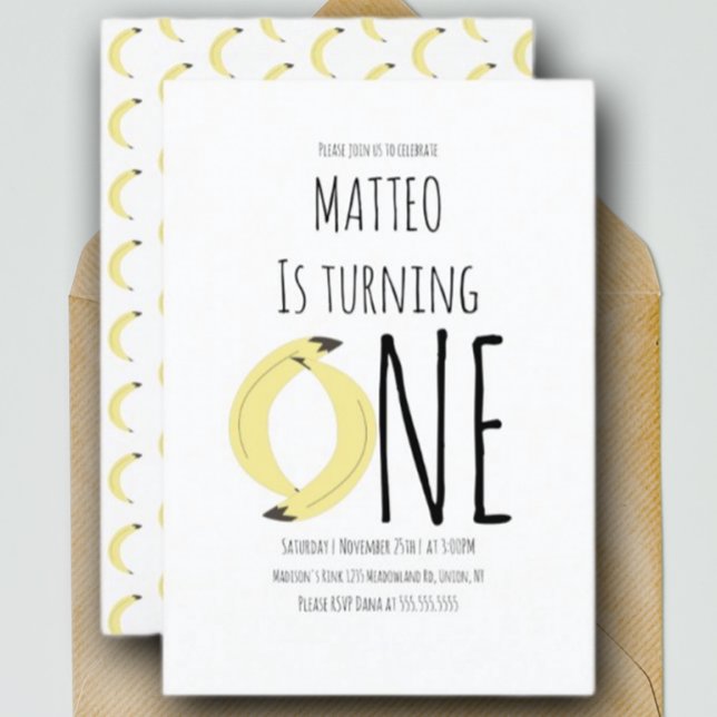 Invitación Banana moderna Primer Plan de Cumpleaños (Subido por el creador)