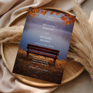 Invitación Banco del Lago de Otoño Romántico