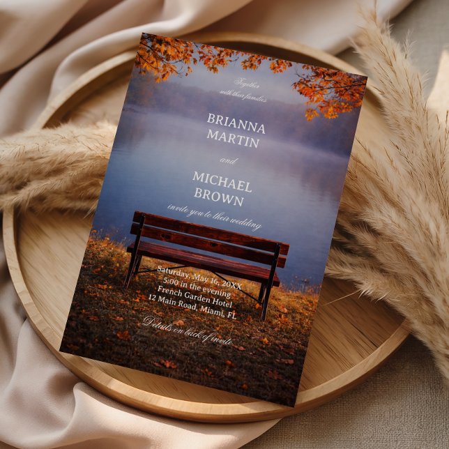 Invitación Banco del Lago de Otoño Romántico (Subido por el creador)