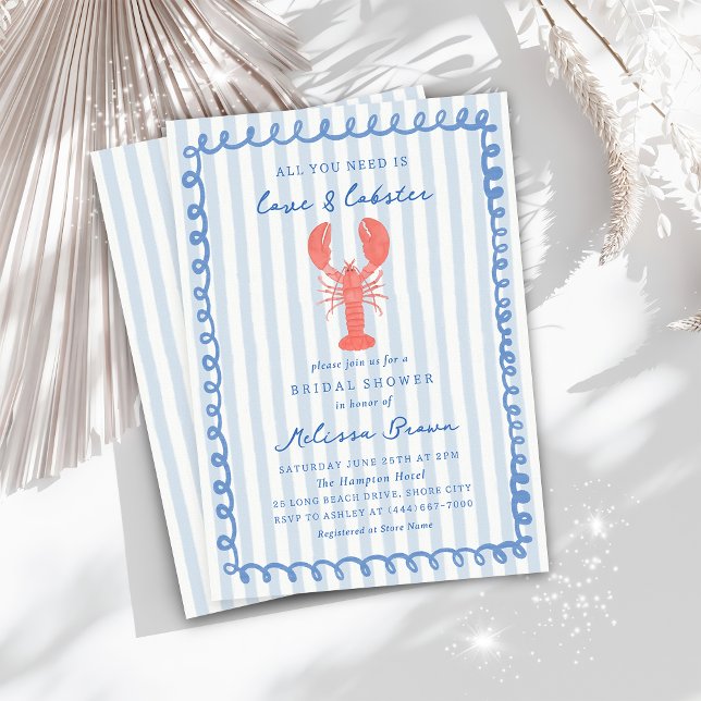 Invitación Banda azul Lobster Nauster Bridal Shower (Subido por el creador)