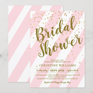Invitación Banda blanca rosada dorada Confetti Ducha de novia