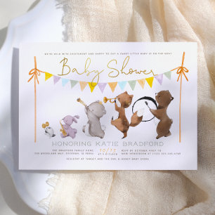 Invitación Banda de animales Woodland desfile Baby Shower neu