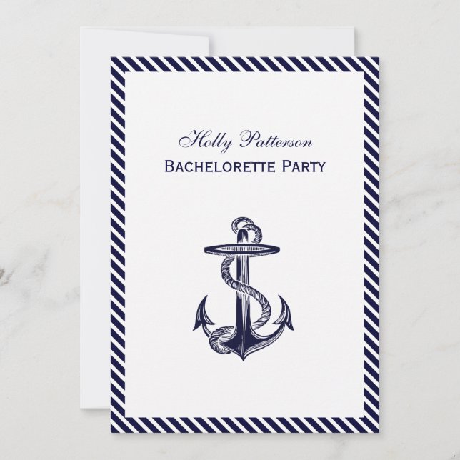 Invitación Banda de baratija de la Marina de Ancla Náutica 2V (Anverso)