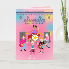 Invitación Banda de chicas de música retro Birthday Party