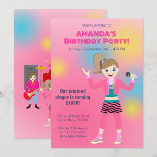 Invitación banda de chicas de música retro fiesta de cumpleañ