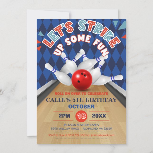 Invitación Banda de diamante azul deja la huelga de boliche c (Anverso)