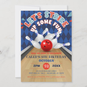 Invitación Banda de diamante azul deja la huelga de boliche c