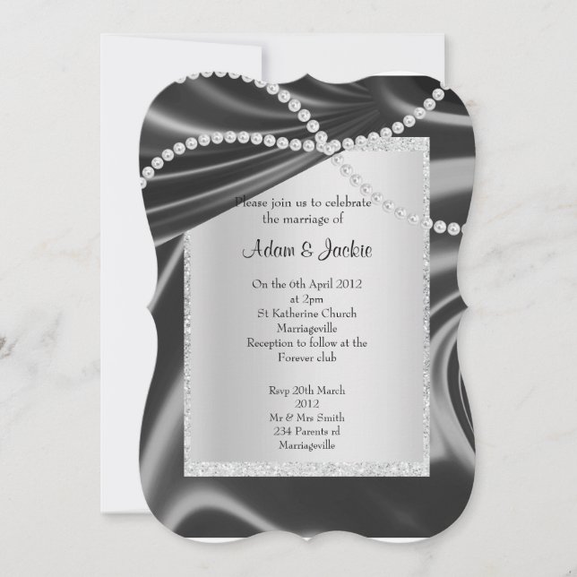 Invitación Banda de diamante negro plateado elegante personal (Anverso)