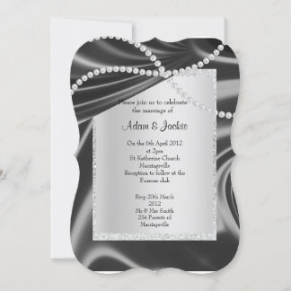Invitación Banda de diamante negro plateado elegante personal