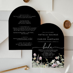 Invitación Banda de fondo y frente floral multicolor Boho oto