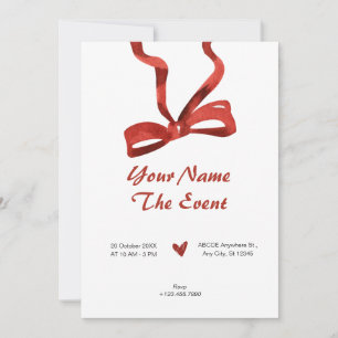 Invitación Banda de la corbata del arco rojo