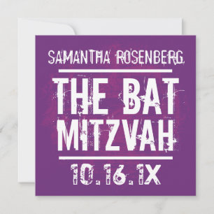 Invitación Banda de rock en Mitzvah en morado