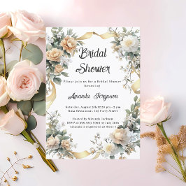 Invitación Banda dorada de florines amarillos Bridal Shower