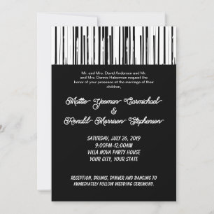 Invitación Banda moderna blanca y negra elegante Minimalista