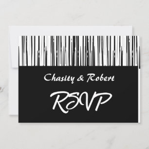 Invitación Banda modernista blanca y negra