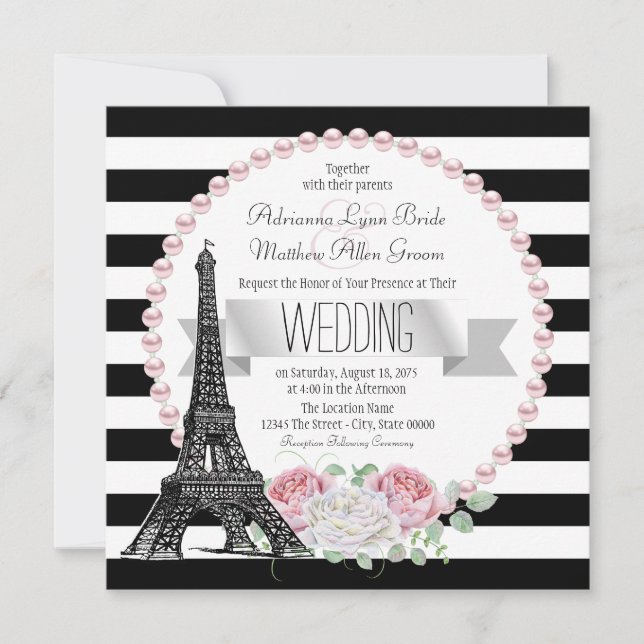 Invitación Banda Negra París Campo Francés París Boda (Anverso)