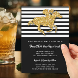 Invitación Banda negra y Carreras de caballos Purpurina de or