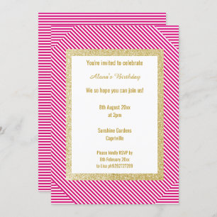 Invitación Banda rosa blanca Oro Moderno Todo Occassion