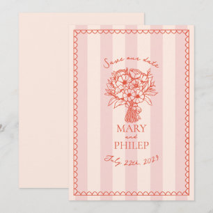 Invitación Banda Rosa Floral Botánica Guardar La Fecha