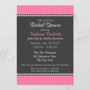Invitación Banda rosa y ducha de novia en el tablero de Chalk