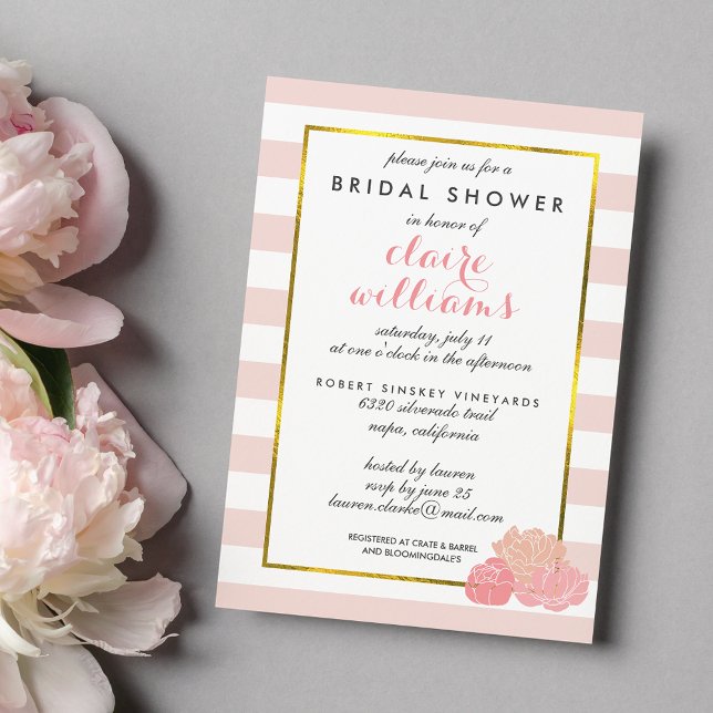 Invitación Banda rosa y ducha de novia peony Rubor (Subido por el creador)