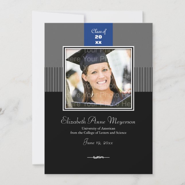 Invitación Banda superior clásica:Azul (Anverso)