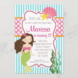Invitación Banda turquesa, mochila de polka rosada