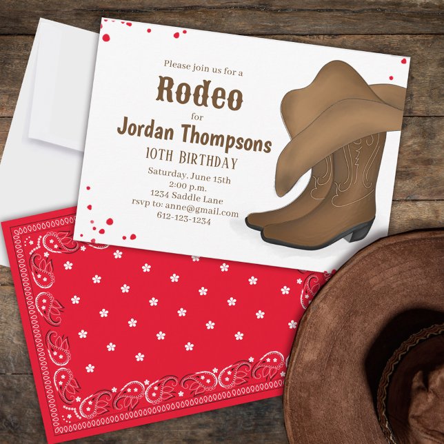 Invitación Bandana roja simple de rodeo de Cowboy lindo cumpl (Subido por el creador)