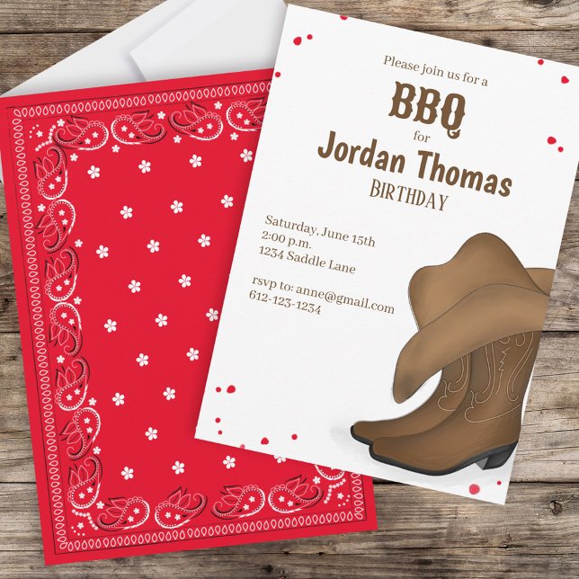 Invitación Bandana roja simple de rodeo de Cowboy lindo cumpl (Subido por el creador)