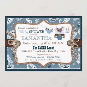 Invitación Bandanna Print Cowboy Baby Shower