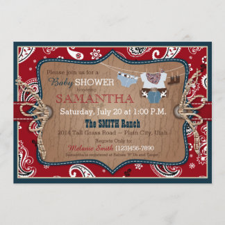 Invitación Bandanna Print Cowboy Baby Shower