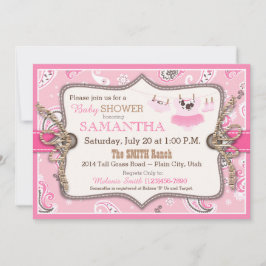 Invitación Bandanna Print Cowgirl Baby Shower