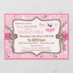 Invitación Bandanna Print Cowgirl Baby Shower