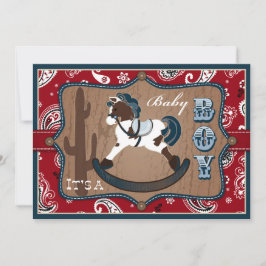 Invitación Bandanna Print & Rocling Horse Cowboy Baby Shower