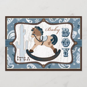 Invitación Bandanna Print & Rocling Horse Cowboy Baby Shower