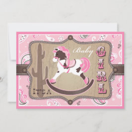 Invitación Bandanna Print & Rocling Horse Cowgirl Baby Shower