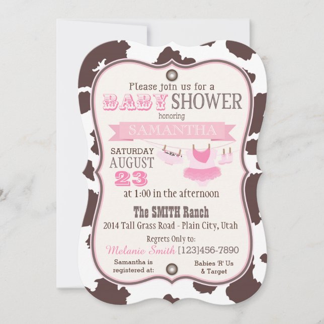 Invitación Bandanna Tutu Baby Shower (Anverso)