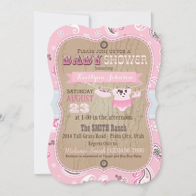 Invitación Bandanna Tutu Baby Shower (Anverso)