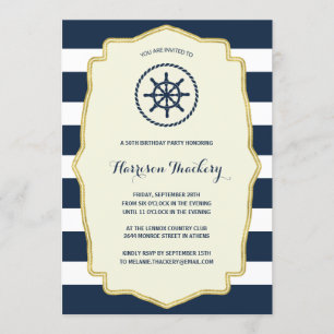 Invitación Bandas azules de la marina Fiesta de Cumpleaños