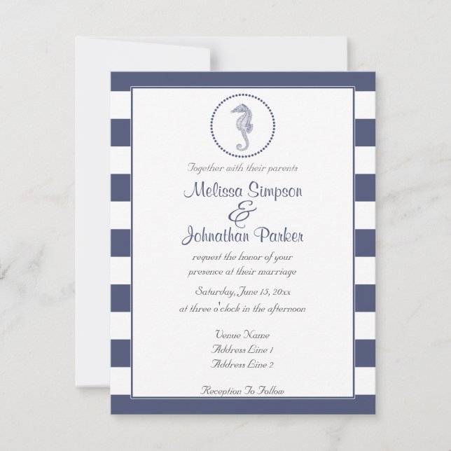 Invitación Bandas azules de la Marina Náutica | Caballo de ma (Anverso)